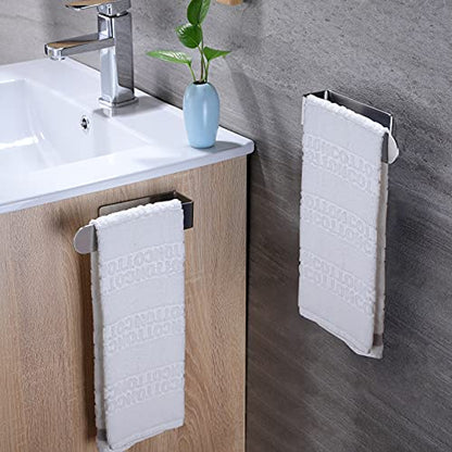 Taozun Hand Towel Holder/Towel Bar - Self Adhesive Hand Towel Rack Stainless Steel Towel Ring for Bathroom Kitchen, 2 Packs - color: Silver, size: 8-inch(2 Pack)