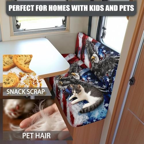 SEANATIVE RV Sofa Split Seat Cover 2-Piece Eagle American Flag Dinette Cushion Covers Replacement Camper Couch Cover Sofa Seat Cushion Slipcovers Dust Proof Bench Slip Cover Rectangle - color: Eagle American Flag