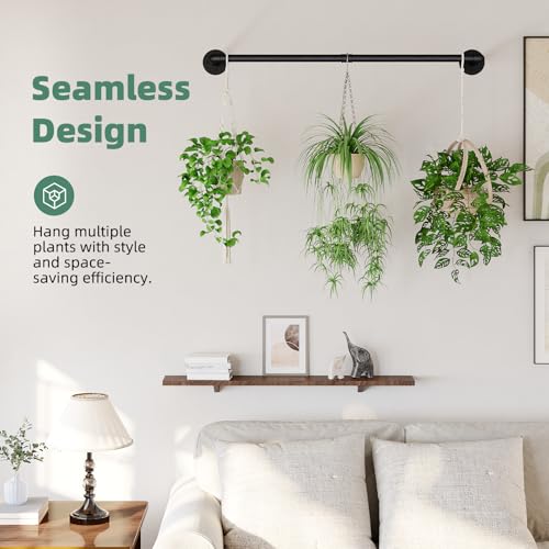 Galood Plant Hanger Indoor Hanging Planters for Indoor Plants Hanging Plant Holder Black Metal Rod(Pot/Chain/Plant not Included - size: 36.2in