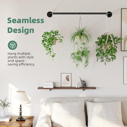 Galood Plant Hanger Indoor Hanging Planters for Indoor Plants Hanging Plant Holder Black Metal Rod(Pot/Chain/Plant not Included - size: 36.2in