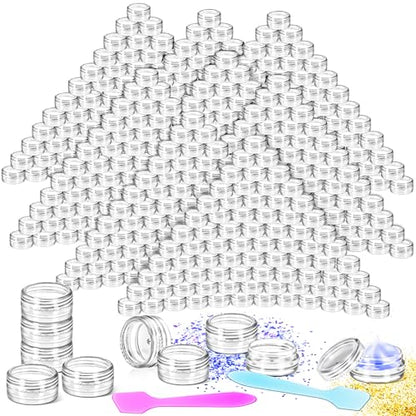 200 Pack 3g Plastic Jars with Lids, 3ml Round Clear Cosmetic Containers Makeup Jars, 3gram Travel Size Container Jar with Spatulas for Makeup Lotion Cream Sample Ointment Salve Balm Powder - color: Clear, size: 200PCS