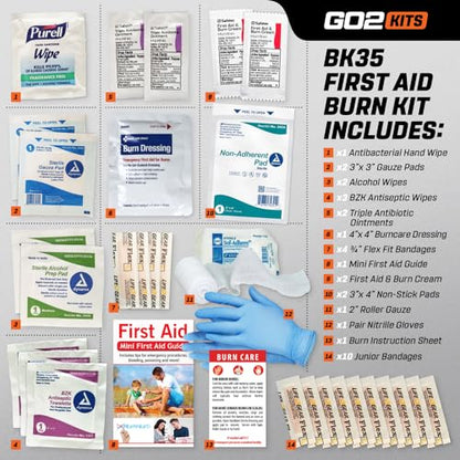 Advanced First Aid & Burn Kit, Comprehensive Burn First Aid Kit with Dressings, Burn Cream & Gauze, Portable First Aid Kit for Home, Office, Car & Travel, 1-Pack (BK35)