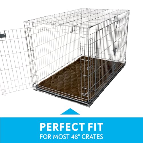 Paw Inspired Washable Padded Crate Mats for Dogs | 47” x 29” Pad, Fits 48-inch Kennels | Leakproof, Waterproof Bottom, Plush Pet Beds (Dark Brown) - color: Dark Brown, size: 48 Inch