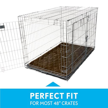 Paw Inspired Washable Padded Crate Mats for Dogs | 47” x 29” Pad, Fits 48-inch Kennels | Leakproof, Waterproof Bottom, Plush Pet Beds (Dark Brown) - color: Dark Brown, size: 48 Inch