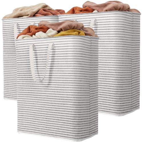 Lifewit 3 Pack Laundry Basket 125L Each, Collapsible Clothes Hamper with Reinforced Handles, Freestanding Waterproof Design for Bedroom and Laundry Room, Grey 375L Total - color: Grey, size: 3 x 125L