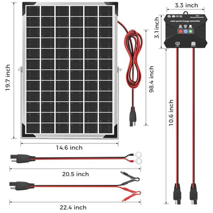 Voltset 30W 24V Solar Panel Kit, Solar Battery Maintainer with MPPT Charge Controller Adjustable Bracket, Solar Battery Charger for RV Car Boat Tractor and Camping - size: 30W-24V