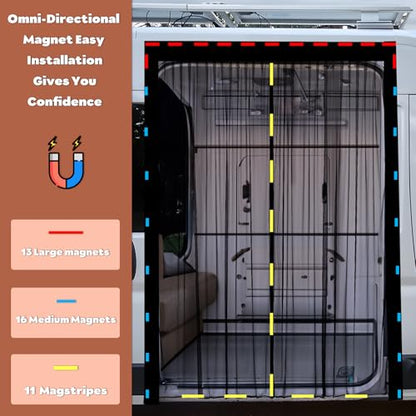 XCBYT Van Bug Screen | Magnetic Bug Screen for Van Sliding Door Camping | Van Life Essentials | Fits Mercedes Sprinter & Other Camper Vans (83” H x 59” W) - size: VAN-83*59-Large side door