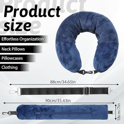 Stuffable Travel Pillow Stuffable Neck Pillow for Traveling Fillable Neck Pillows with Clothes Storage Fits 5+ Days of Travel Essentials Blue - color: Blue