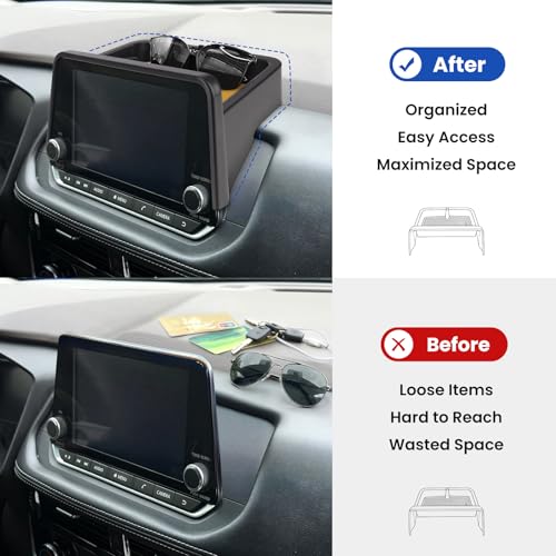 8-Inch Screen Only Dashboard Organizer for Nissan Rogue 2021-2026, Behind Screen Dashboard Tray for 21-26 S/SV, 21-23 SL, 25-26 Rock Creek, Anti-Slip ABS Storage Box with Sunglasses Holder