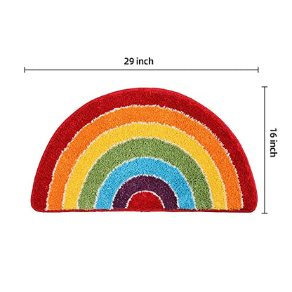 Panstar Rainbow Bath Mat for Bathroom, Luxury Absorbent Bathroom Mats Non Slip, Cute Colorful Striped Bathtub Rug Fun Fluffy Shower Rugs Washable