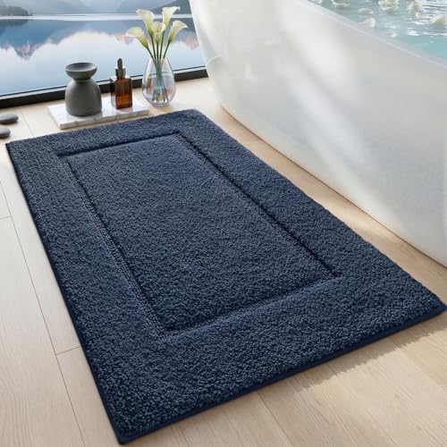 DEXI Bathroom Rugs 36x24, Washable Non Slip Bath Mat for Shower Floor, Absorbent Quick Dry Bathmat with Rubber Backing, Ultra Soft Plush Carpet for Tub, Navy - color: Navy, size: 36" X 24" (Rectangular)