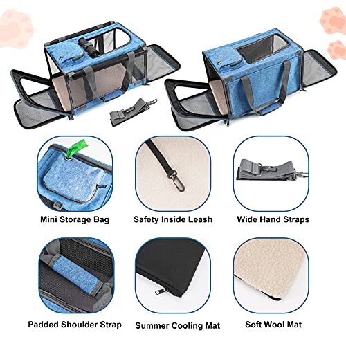 GAPZER Pet Carrier for Large and Medium Cats, Soft-Sided Pet Carrier for Big Medium Cats and Puppy, Dog Carriers Cat Carriers Pet Privacy Protection Travel Carriers - color: Blue