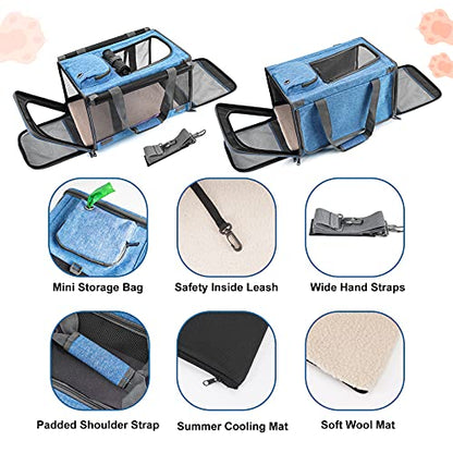 GAPZER Pet Carrier for Large and Medium Cats, Soft-Sided Pet Carrier for Big Medium Cats and Puppy, Dog Carriers Cat Carriers Pet Privacy Protection Travel Carriers - color: Blue