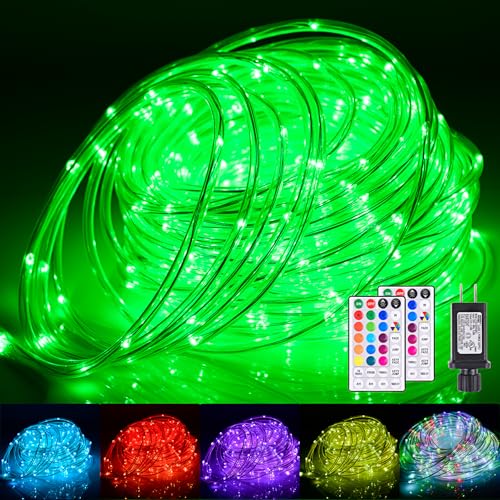 Nazuwke 66Ft LED Rope Lights Outdoor, 18 Colors Changing String Lights Plug in with Remotes, Waterproof 200 LEDs Multicolor Fairy Light, RGB Christmas Rope Lighting for Bedroom Garden Halloween Decor - size: 66FT