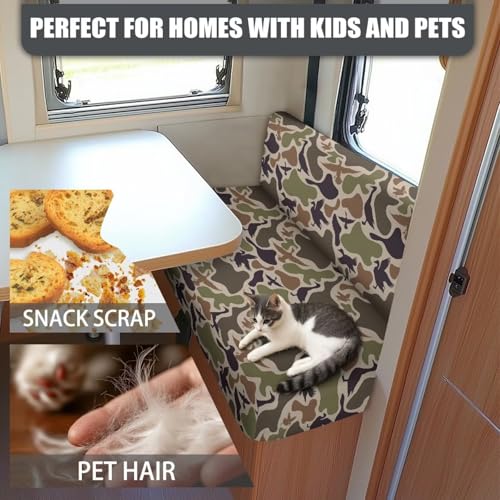 SEANATIVE RV Couch Cushion Cover Camper Dinette Sofa Cover Non Slip Travel Trailer Couch Protective Duck Camouflage Cover 2 Slipcovers RV Accessories for Inside - color: Duck Camouflage