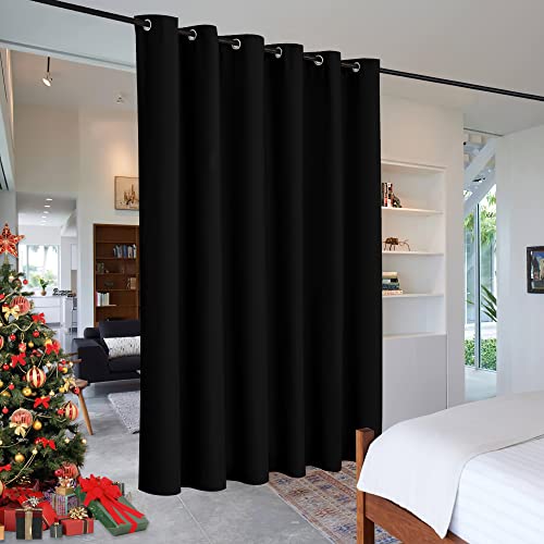 RYB HOME Room Divider Curtain - Privacy Grommet Curtain Panel Portable Window Screen Sliding Partition for Bedroom Dining Iving Room Studio Family Room Office,120 inch Width x 96 inch Length, Black - color: Black, size: 120"W x 96"L (Pack of 1)