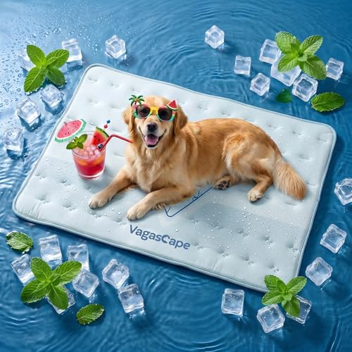 Vagascape Dog Cooling Mat 3.0 Double-Sided Usable, Thick Durable Pet Cooling Mat for Extra Large Pet, 35" x 23" Washable Cooling Mat for Dog Outdoor and Indoor - color: Square Blue, size: Medium