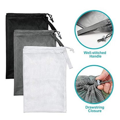 Laundry Bags, Mesh Heavy Duty 24" x 36" with Drawstring Closure, 3-Pack, Black - color: Black-3Pack
