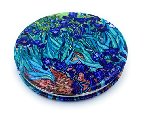 Pocket Mirror for Women Small Travel Mirror Magnifying Van Gogh Irises Flower Purse Mirror Compact Unique Gift for Artistic Mom - color: Irises