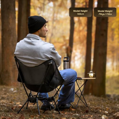 MOON LENCE Portable Camping Chair Lightweight Foldable Chair - The 4th Generation Portable Folding Chair - Compact, Ultralight Folding Chairs for Hiking Mountaineering Beach - color: Khaki