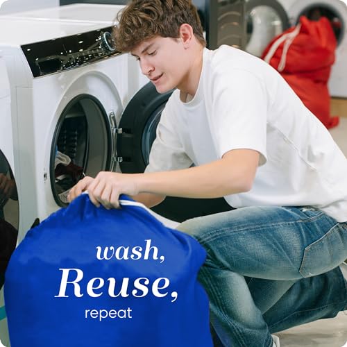 Handy Laundry Nylon XL - Large Capacity with Locking Drawstring, Machine Washable, Fits Laundry Baskets or Hampers, Holds 3 Loads of Clothes - Royal Blue (Pack of 2) - color: Royal Blue