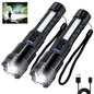 Rechargeable Flashlight 980,000L High Lumens 2 Pack, Led Tactical Flash Light, Super Bright Flashlights with 7 Modes, USB C Charging, Cob Side Light, IPX6 Waterproof for Camping Emergency - size: 2pc-L2