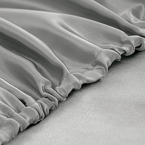 Homiest 3pcs Satin Sheets Set Luxury Silky Satin Bedding Set with Deep Pocket, 1 Fitted Sheet + 1 Flat Sheet + 1 Pillowcase (Twin XL Size, Light Grey) - color: Light Gray, size: Deep pocket - Twin XL size