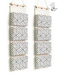 CROWNED 2Pcs Over Door Hanging Storage Bags Wall Mount Closet Organizer, 4 Big Pockets Linen Cotton Fabric Living Room Bedroom Bathroom File Magazine Waterproof Free Hooks White - color: White
