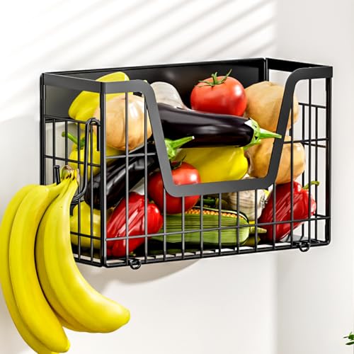 Magnetic Shelf for Fridge, Fruit Potato and Onion Storage Bins, Magnetic Spice Rack Shelves for Side of Refrigerator, Fruit Basket Magnetic Fridge Shelf Kitchen Pantry Organizer Storage - color: Black, size: 1