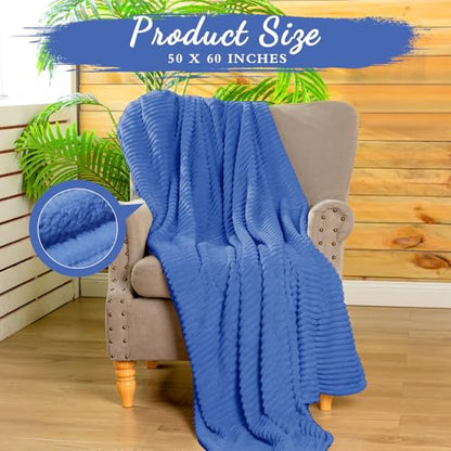 Buryeah 6 Pcs Flannel Throw Blanket Bulk 50 x 60 in Sleepover Blanket Outdoor Wedding Throw Lightweight, Oeko-tex Standard 100 Certified for Sofa Homeless Gifts (Sapphire Blue) - color: Sapphire Blue
