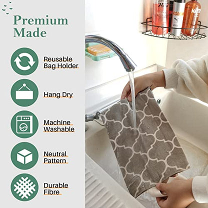 Plastic Bag Holder, Washable Grocery Bag Holder for Plastic Bags, Strong Plastic Bag Storage Dispenser with Hanging Loop, Wall Mount Trash Bag Dispenser for Home Kitchen Cabinet (Beige) - color: Beige