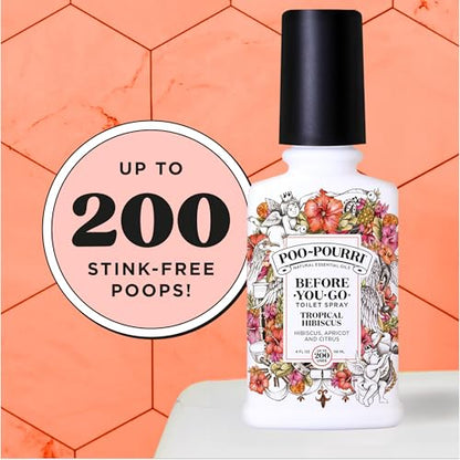 Poo-Pourri Before-You-Go Toilet Spray, Tropical Hibiscus, 4 Fl Oz - Hibiscus, Apricot and Citrus - size: 4 Fl Oz (Pack of 1)