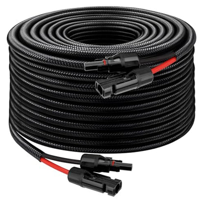 XRDS -RF Solar Panel Cable 50FT, 10AWG Solar Extension Cable with Male & Female Solar Connectors, Flame-Retardant Protective Sleeving Solar Cable, Weatherproof PV Wire for Solar Panel Connection - size: 10AWG 50FT