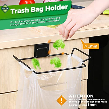 Trash Bag Holder,2 Pack | for Cabinet Door and Cupboards,Stainless Steel,Black,Plastic Bag Holder under Sink,Use for Kitchen,Bathroom,Camper - color: Black