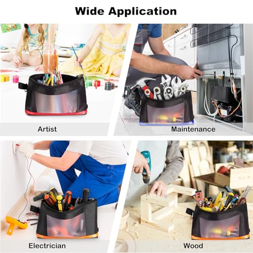 KENOBE 13" Tool Pouches with Zipper, Heavy Duty Small Tool Bag with Visible Window, Multipurpose Storage Utility Pouch for Tools, Gadgets, Cosmetics, Stationery, Travel Accessories, 3 Pack