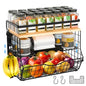 3-Tier Magnetic Shelf for Fridge with Divider & Bamboo Top, Fruit Basket Potato and Onion Storage Bins, Kitchen Large Container Magnetic Spice Rack for Refrigerator, Kitchen Counter, Fridge Organizer - size: 1 Pack