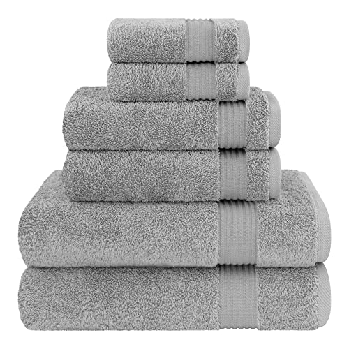 Cotton Paradise 6 Piece Towel Set 100% Cotton Soft Absorbent Turkish Towels for Bathroom 2 Bath Towels 2 Hand Towels 2 Washcloths Light Gray Towel Set - color: Light Grey