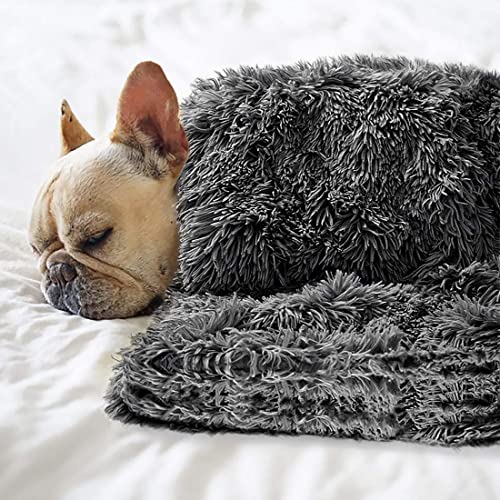 Pet Dog Bed Blankets, Fluffy Fleece Dog Throw Blankets Sleep Mat,Soft Puppy Blankets Cat Kitten, S M L XL,Fuzzy Reversible Sherpa Blanket for Bed, Couch, Sofa, Travel,Washable & Lightweight - color: Dark Grey, size: 30 INCH X20 INCH