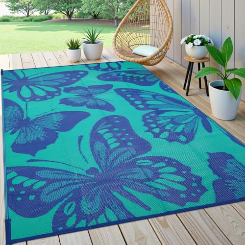 Uphome Outdoor Rug Waterproof 8x10 ft, Patio Plastic Straw Rugs for RV Camping, Reversible Mat Outside, Indoor Outdoor Large Floor Carpet for Back Yard Deck Balcony Porch Beach Picnic - color: Bluish Violet, size: 8' x 10' (Rectangular)