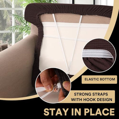 PrinceDeco Stretch T Cushion Sofa Slipcovers 3 Piece Sofa Couch Cover for 3 Cushion Sofa Seat Cover with Elastic Bottom Pets Friendly Jacquard Small Checked,Brown - color: Brown, size: 3 Cushion Sofa