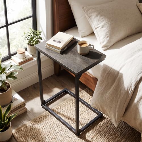 AMHANCIBLE C Shaped End Tables Set of 2, Couch Side Tables that Slide Under Sofa, Slim TV Trays for Living Room and Bedroom, Narrow Space Saving Laptop Workstation, Dark Grey HET02BDG - color: Dark Grey