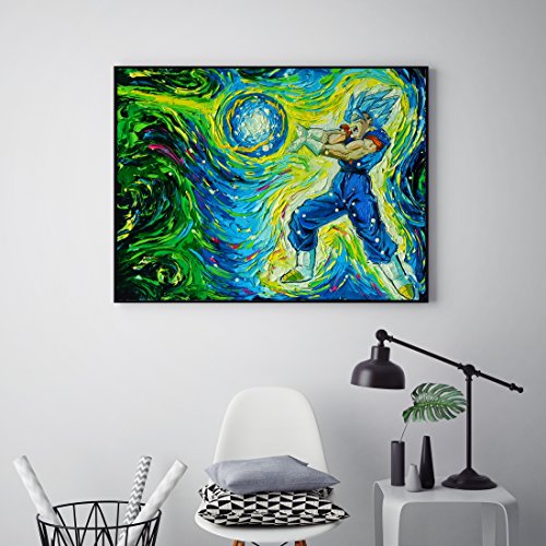 Uhomate Dragon Cartoon Wall Decor Vincent Van Gogh Starry Night Posters Home Canvas Wall Art PrintNursery Decor Living Room Wall Decor A091 (8X10) - size: 10"L x 8"W