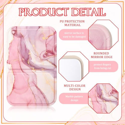 Geelin 12 Pcs Compact Mirror Bulk Mini Pocket Mirrors for Women Travel Folding Mirror Portable Hand Mirrors for Graduation Party Gift Camping Office Home(Marble) - style: Marble