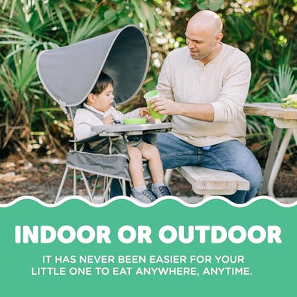 Baby Delight Go with Me Uplift Deluxe Portable High Chair | Sun Canopy | Indoor and Outdoor | Grey - color: Grey