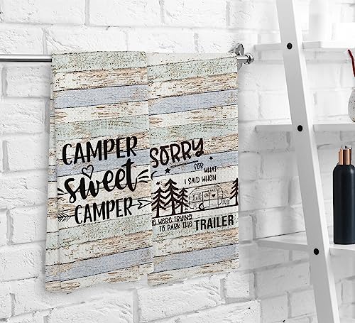 Camper Sweet Camper Camping Kitchen Towels and Dishcloths Sets of 2,Campsite Cabin RV Absorbent Drying Cloth Hand Towels Tea Towels for Bathroom Kitchen,Gifts for Campers Camping Lovers,16×24 inches - color: Recreational Vehicle-1