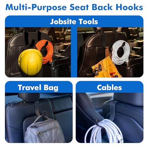 Travel Depot XL Hard Hat Holder for Truck, Heavy-Duty Headrest Hooks, Seat Back Organizer for Hard Hats, Bags & Gear, Universal Truck & Car Headrest Organizer, 2-Pack - size: 2 Pack