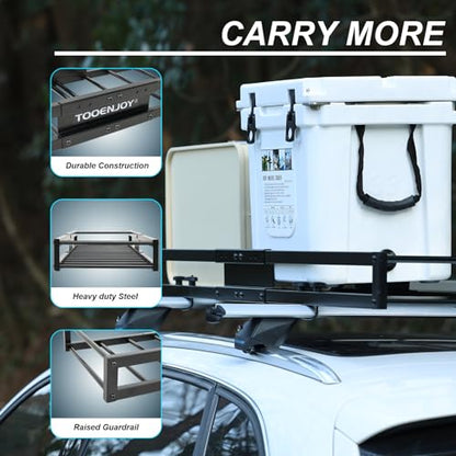TOOENJOY 59" x 15.5" x 5" Skinny Roof Cargo Carrier Basket, Heavy Duty Roof Rack Luggage Holder for Car SUV and Pickup, 200 LBS Capacity - size: L59 x W15.5 Inch without Hitch
