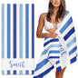 MeMoShe Personalized Beach Towel with Name Custom Microfiber Kids Beach Towels Sand Free Quick Dry Pool Towel Blanket Stripes Print Beach Towels for Adults 30x60 Inch - color: Multi-color 20