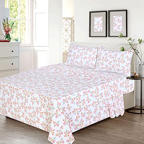 RUVANTI 100% Cotton Percale Sheets King Size, Bloomex | Crisp Cooling, Deep Pocket 16", Soft Breathable & Durable, Hotel-Style, 4 Piece Set - color: Bloomex, size: King