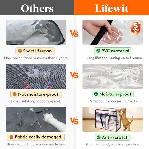 Lifewit 4 Pack Clear Clothes Storage Bags, 95L Plastic Blanket Storage Bag, Vinyl Foldable Moving Bags with Zipper, Closet Organizers and Storage Containers for Bedding, Duvet, Comforter - size: 95L
